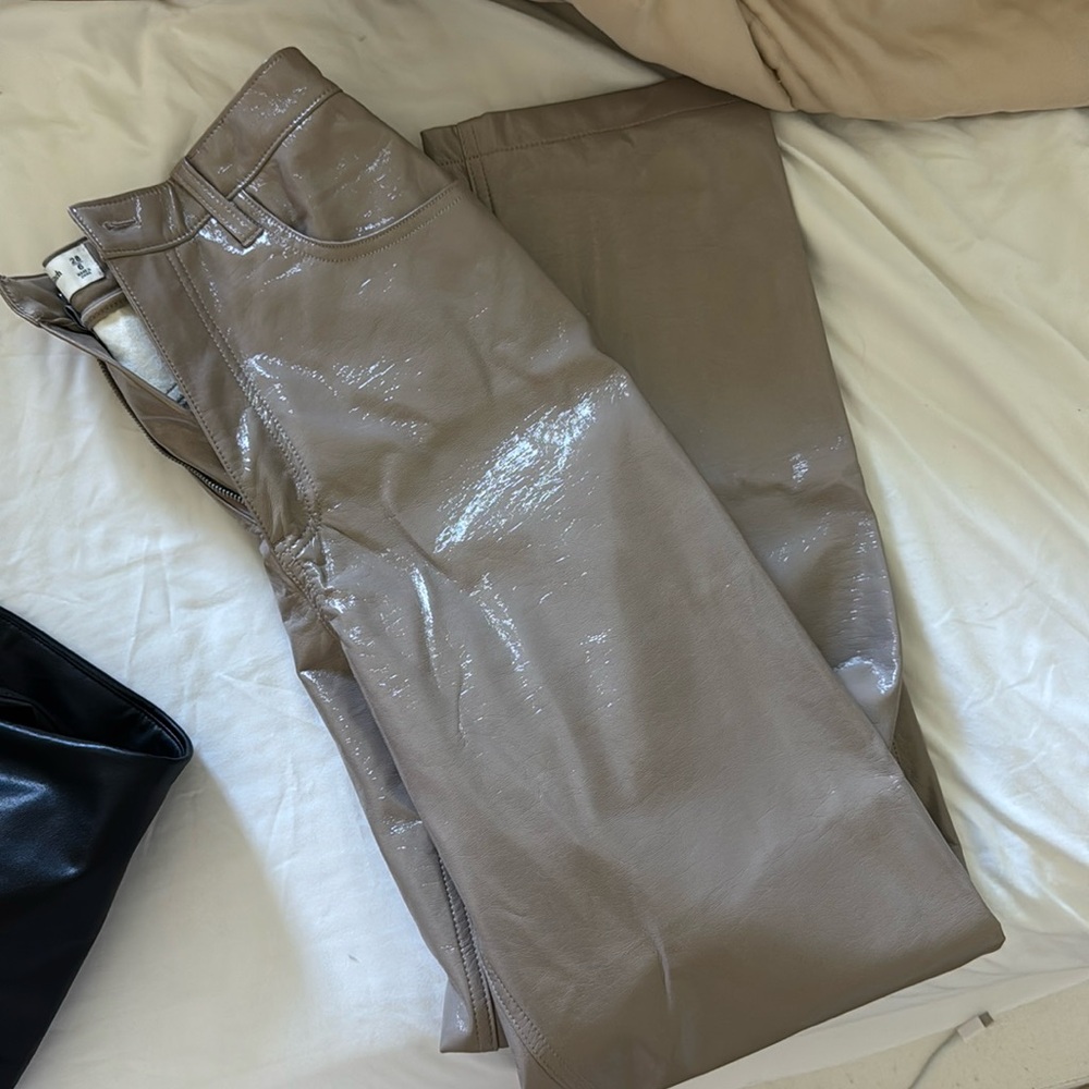 Abercrombie 90s straight ultra high rise blue tan pant